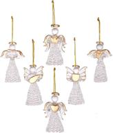 sea team mini sized clear glass angel ornaments: perfect christmas tree decorations, 60mm/2.36-inch, set of 12 in stunning gold finish логотип