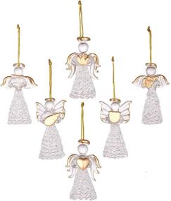 img 4 attached to Sea Team Mini Sized Clear Glass Angel Ornaments: Perfect Christmas Tree Decorations, 60mm/2.36-inch, Set of 12 in Stunning Gold Finish