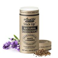 🌱 primal life organics stick up natural deodorant with bentonite clay powder, arrowroot, magnesium, zinc - vegan deodorant for women and men, 3 oz. white lavender scent, 3-4 month supply logo