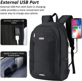 img 2 attached to 🎒 Универсальный рюкзак для путешествий с портом для зарядки USB и подходящий для ноутбука 16 дюймов - идеально подходит для бизнеса, школы и колледжа.