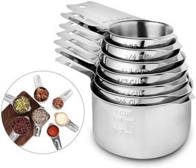 img 3 attached to Ultimate Stainless Steel 7-Piece Measuring Cups Set for Precise Dry or Liquid 🔍 Ingredient Measurement - Top-rated Kitchen Gadgets & Utensils – Perfect for Cooking & Baking