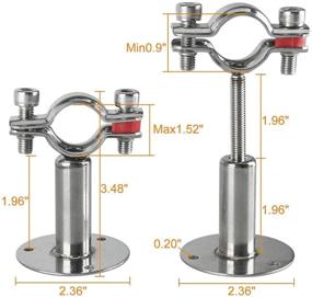 img 3 attached to 🔧 2 Pack Stainless Steel Pipe Supports - Adjustable Wall/Ceiling Mount Brackets for 3/4-inch (25mm) Pipe Tube - Includes Screws