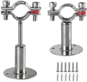 img 4 attached to 🔧 2 Pack Stainless Steel Pipe Supports - Adjustable Wall/Ceiling Mount Brackets for 3/4-inch (25mm) Pipe Tube - Includes Screws