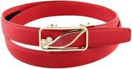 👖 stylish and adjustable: bpstar women's skinny leather ratchet belt with sliding buckle logo