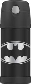 img 2 attached to 🦇 THERMOS BRAND FUNTAINER Vacuum Insulated Straw Bottle, 12 oz, Batman Design, Black