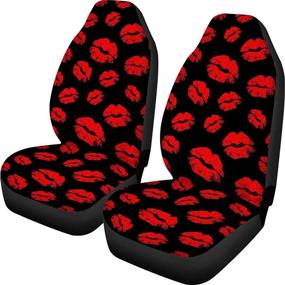 img 4 attached to ❤️ HUGS IDEA Valentine's Day Love 2 Piece Car Seat Covers - Full Set of 2 - Fashion Red Lips Design - Anti-Dirty Stretchable Cushion Case for Most Vehicles: Protect and Style Your Seats!