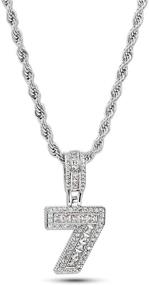 img 1 attached to MiniJewelry Lucky Number Pendant Necklaces in Silver Tone with Crystal Clear Cubic Zirconia for Women and Men - 0, 1, 2, 3, 4, 5, 6, 7, 8, 9