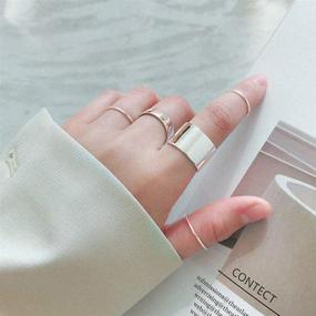 img 1 attached to 💍 Серебряное кольцо со стерлинговым серебром 925, регулируемое, с открытым пальцем, манжетное кольцо на большой палец - широкое кольцо 14 мм, простой дизайн, подходит для размеров США 5-7