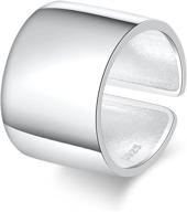 💍 серебряное кольцо со стерлинговым серебром 925, регулируемое, с открытым пальцем, манжетное кольцо на большой палец - широкое кольцо 14 мм, простой дизайн, подходит для размеров сша 5-7 логотип