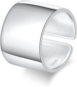 img 3 attached to 💍 Серебряное кольцо со стерлинговым серебром 925, регулируемое, с открытым пальцем, манжетное кольцо на большой палец - широкое кольцо 14 мм, простой дизайн, подходит для размеров США 5-7