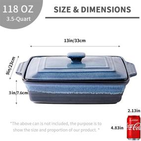 img 2 attached to 🥘 Reactive Glaze Nebula Blue KOOV Ceramic Casserole Dish with Lid - Covered Rectangular Casserole Dish Set for Cooking and Baking - Lasagna Pans with Lid for Dinner - Kitchen Essential - 9 x 13 Inches