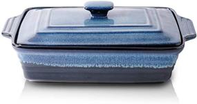 img 4 attached to 🥘 Reactive Glaze Nebula Blue KOOV Ceramic Casserole Dish with Lid - Covered Rectangular Casserole Dish Set for Cooking and Baking - Lasagna Pans with Lid for Dinner - Kitchen Essential - 9 x 13 Inches