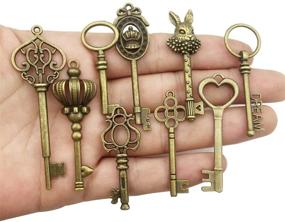 img 3 attached to 🗝️ Youdiyla Antique Bronze Vintage Skeleton Key Set - Set of 46pcs (HM107)