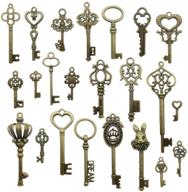 🗝️ youdiyla antique bronze vintage skeleton key set - set of 46pcs (hm107) logo