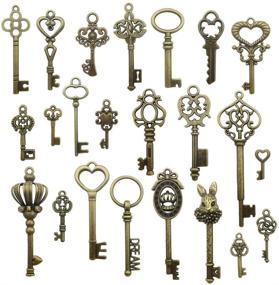 img 4 attached to 🗝️ Youdiyla Antique Bronze Vintage Skeleton Key Set - Set of 46pcs (HM107)