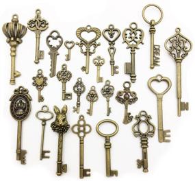 img 1 attached to 🗝️ Youdiyla Antique Bronze Vintage Skeleton Key Set - Set of 46pcs (HM107)