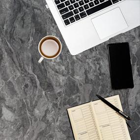 img 1 attached to 🏞️ Decorate with Ease: Gray Marble Paper Granite Peel and Stick Wallpaper - Removable, Waterproof, Self-Adhesive Contact Paper for Countertops, Furniture, and Walls - 15.8"×78.8" Matte Wallpaper - Easy to Remove & Thick