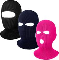 adult winter balaclava face covering: full face coverage, thermal knit ski mask set - 3 pieces logo