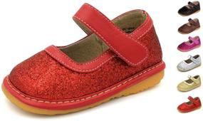img 3 attached to 👟 Flats for Girls - Squeaky Sparkle Toddler Shoes with Removable Squeakers