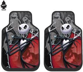 img 2 attached to 🎃 New Plasticolor 11 Pc Nightmare Before Christmas Jack Skellington Ghostly Car Truck SUV Seat Covers Floor Mat Bundle Set + Little Tree Air Freshener - Yupbizauto