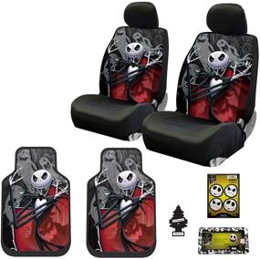 img 4 attached to 🎃 New Plasticolor 11 Pc Nightmare Before Christmas Jack Skellington Ghostly Car Truck SUV Seat Covers Floor Mat Bundle Set + Little Tree Air Freshener - Yupbizauto