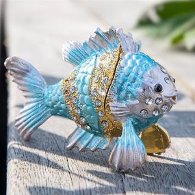 img 4 attached to 🐠 YU FENG Crystals Bejewelled Cute Goldfish Jewelry Trinket Box: A Collectible Animal Figurine with Tiny Storage for Treasured Jewels