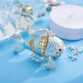 img 1 attached to 🐠 YU FENG Crystals Bejewelled Cute Goldfish Jewelry Trinket Box: A Collectible Animal Figurine with Tiny Storage for Treasured Jewels