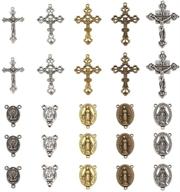 📿 pandahall tibetan rosary cross charms set: 70pcs miraculous medal, alloy crucifix pendants, & chandelier links for jewelry making logo