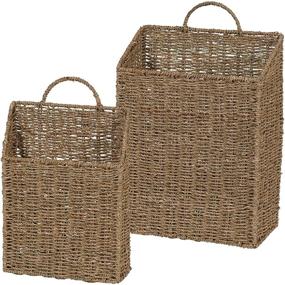 img 2 attached to 🧺 Convenient Storage Solution: Household Essentials ML-5613 Seagrass Wall Basket Set - Brown (2 Piece)