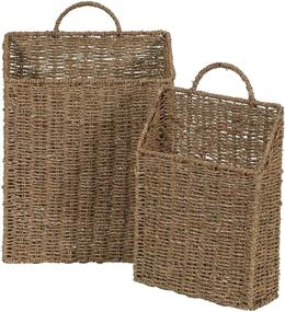 img 4 attached to 🧺 Convenient Storage Solution: Household Essentials ML-5613 Seagrass Wall Basket Set - Brown (2 Piece)