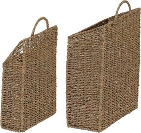 img 1 attached to 🧺 Convenient Storage Solution: Household Essentials ML-5613 Seagrass Wall Basket Set - Brown (2 Piece)