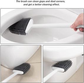 img 1 attached to 🚽 Waretary Toilet Brush Cleaning Silicone Bristles with Ventilated Quick-Drying Base - Includes 32pcs Sticky Hooks Combo - White