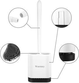 img 2 attached to 🚽 Waretary Toilet Brush Cleaning Silicone Bristles with Ventilated Quick-Drying Base - Includes 32pcs Sticky Hooks Combo - White