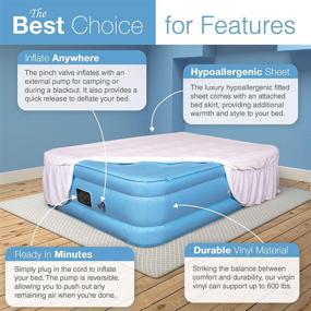 img 2 attached to 🛏️ Full Size Air Mattress - Best Choice Raised Inflatable Bed with Fitted Sheet and Bed Skirt - Enhanced High Capacity Airbed Pump Included