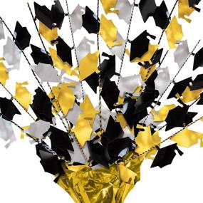 img 1 attached to 🎓 Beistle 2 Piece Metallic Plastic Graduate Cap Gleam ‘N Burst Table Centerpieces - Graduation Party Decoration, Black/Gold/Silver, 15 Inch