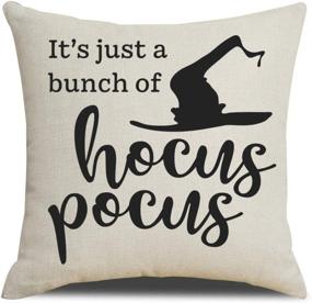 img 1 attached to 🎃 PSDWETS Fall Halloween Decor Throw Pillow Covers Set of 4: Spooky Halloween Quotes on Linen Home Decor - 18x18 Inches, Rustic Modern Farmhouse Style