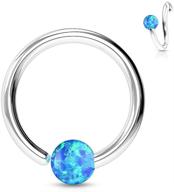 🌈 amelia fashion 16ga ball-loss prevention! opal ball ring, durable surgical steel (choose color) logo