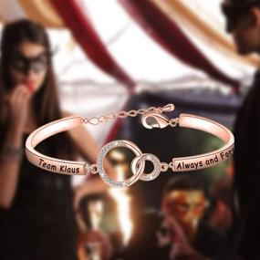 img 2 attached to 🧛 Vampire Diaries Inspired Jewelry - POTIY Team Klaus Elijah Rebekah Always and Forever Bracelet for Women and Girls, Perfect Gift for Vampire Fans