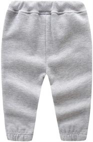 img 3 attached to Cozy LittleSpring Boys Girls Cotton Pants: Warm Fleece Lined Drawstring Sweatpants