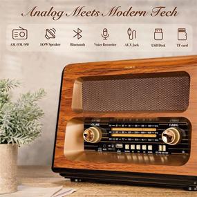 img 2 attached to 📻 PRUNUS J-199 Retro AM FM Shortwave Radios with Bluetooth Speaker: Best Reception, Battery Operated Portable Transistor Radio with 3-Way Power Sources, AUX TF Card USB Disk MP3 Player