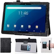 📱 dmluna onn 10.1 tablet pro case (model:100003562) 2020 release - folio premium leather cover stand case with hand strap, card pocket holder - glitter black (not compatible with onn 10.1 tablet) logo