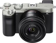 sony alpha 7c mirrorless camera (ilce7c/s) - silver with sony fe 24mm f2.8 g ultra-compact lens logo