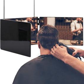 img 3 attached to 🪞 Kueysing 3-Way Mirror for Self Hair Cutting & Styling - The 360° Mirror with Adjustable Telescoping Hooks - Portable and Hands-Free
