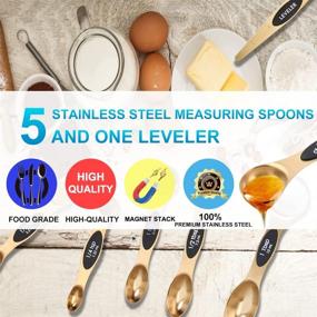 img 3 attached to 🥄 Magnetic Measuring Spoons Set of 6: Stainless Gold Kitchen Gadgets for Dry Spice & Liquid Ingredients - Fits in Spice Jar, Ideal for Cooking & Baking