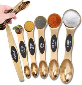 img 4 attached to 🥄 Magnetic Measuring Spoons Set of 6: Stainless Gold Kitchen Gadgets for Dry Spice & Liquid Ingredients - Fits in Spice Jar, Ideal for Cooking & Baking