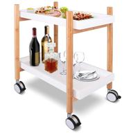 serenelife slsrvcrt400 rolling home bar serving cart - 2-tier mobile kitchen trolley with removable trays and 4 wheels - coffee, tea, wine, whiskey holder serving cart logo