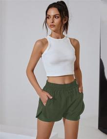 img 3 attached to 🩳 Women's High Waisted Workout Shorts with Elastic Waistband and Pockets - BMJL Sporty Gym Athletic Shorts Pants