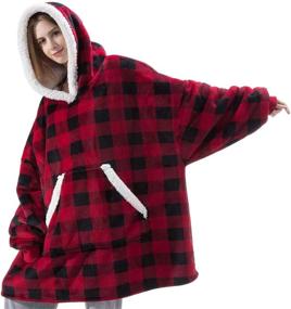 img 4 attached to FLYCHEN Blanket Oversized Wearable Pockets Bedding