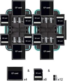 img 2 attached to 📸 LYNCA Memory Card Case Holder - Professional Water-Resistant Anti-Shock Compact Camera Card Storage Box for 8 SD Cards, 4 CF Cards, and 12 Micro SD/TF Cards (Green)