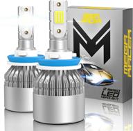 💡 mega racer h11/h8/h9/h16 led headlight bulbs - powerful 6000k diamond white lights for high beam, low beam, or fog light | 40w 8000 lumens, cob ip68 waterproof | pack of 2 logo